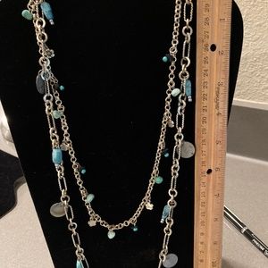 Chicos silver toned beaded statement necklace